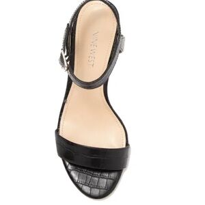 Nine West embossed black heel with ankle strap
